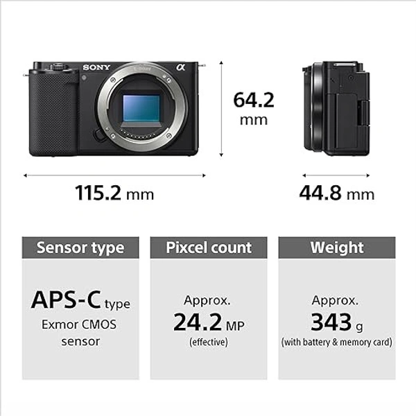 Sony Alpha ZV-E10L 24.2 Mega Pixel Interchangeable-Lens Mirrorless vlog Optical zoom Camera with 16-50mm Lens - Black