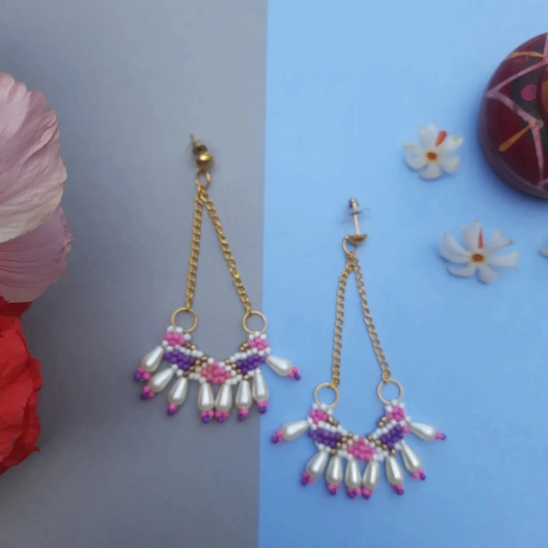 Pink Chain Dangle Earring 
