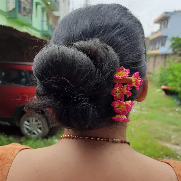 Floral Bun Stick  - Rose