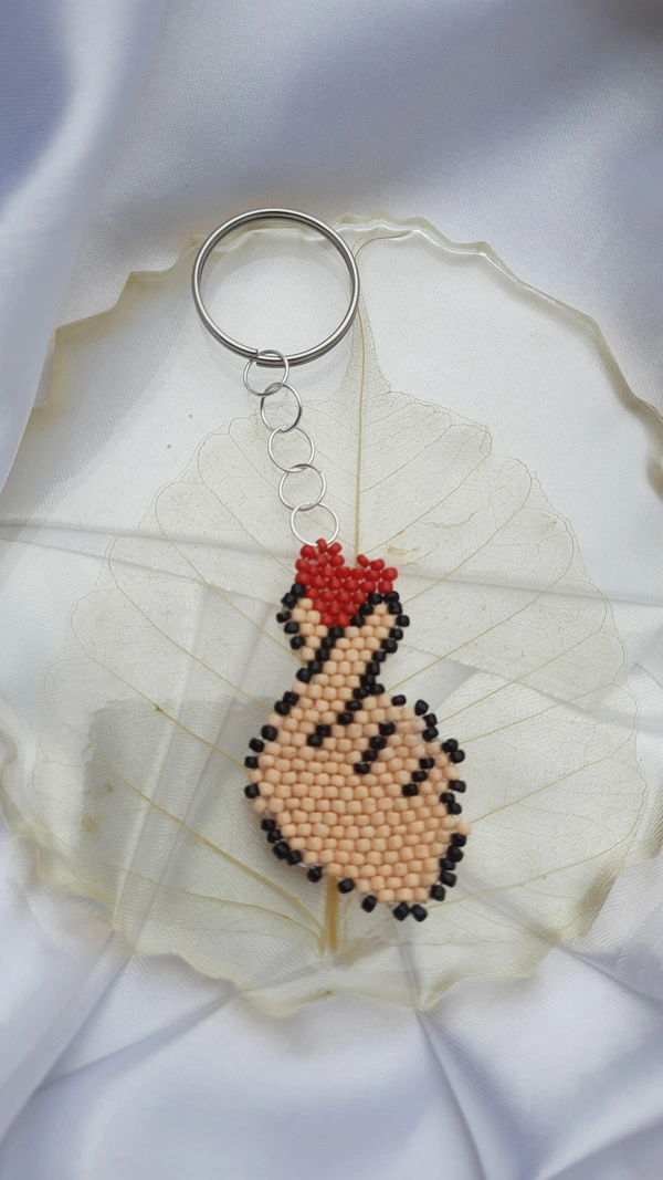 Beaded Fingerheart Keychain