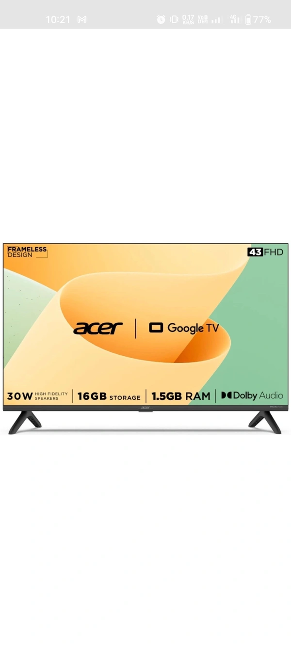 Acer 43 Inch Fhd - Black, 32