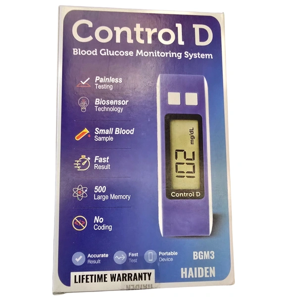 Control D Blue Glucometer Blood Glucos Sugar Testing Monitor Machine with 25 Strips
