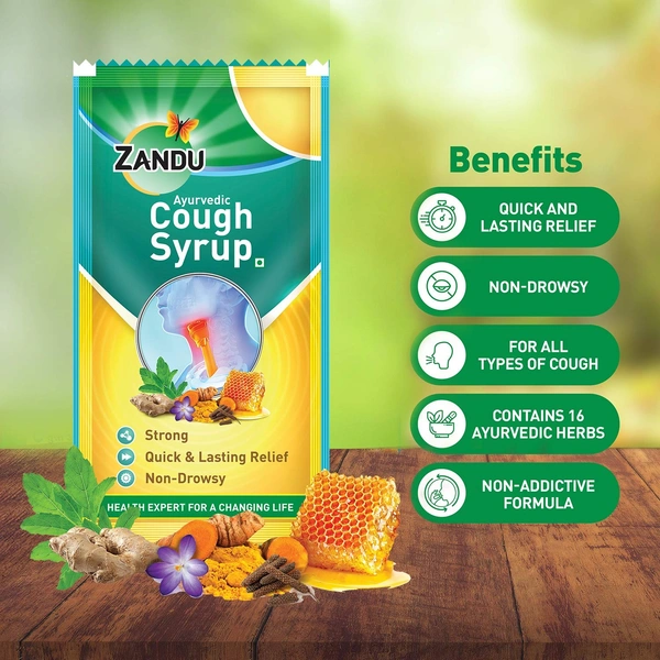 Zandu Ayurvedic Cough Syrup Fast & Long-Lasting Relief (36Sachet)