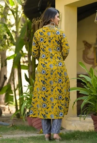 99 Fashion Bazaar Mustard Chanderi Suite Set In Printed With Dupatta - Pear, XXL