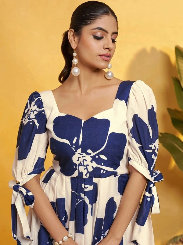 DESIHOOR Women Floral Printed Maxi Dress | Western Long Flared Dress for Women | Casual & Party Wear - Biscay, XXL