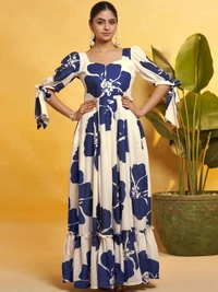 DESIHOOR Women Floral Printed Maxi Dress | Western Long Flared Dress for Women | Casual & Party Wear - Biscay, XXL