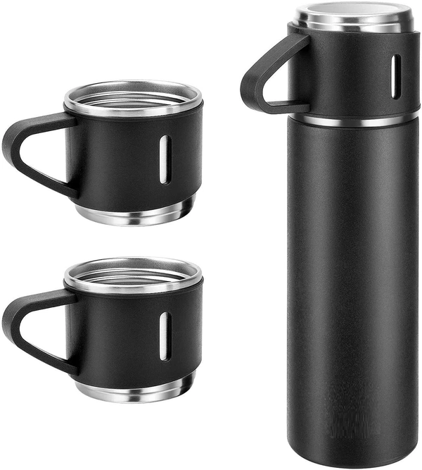 Gift Tech Vacuum Flask set Gift Set 500 ml Flask  (Pack of 3, Black, Steel)