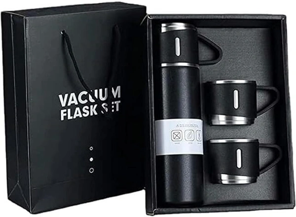 Gift Tech Vacuum Flask set Gift Set 500 ml Flask  (Pack of 3, Black, Steel)