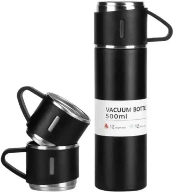 Gift Tech Vacuum Flask set Gift Set 500 ml Flask  (Pack of 3, Black, Steel)