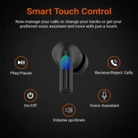 Fire-Boltt Fire Pods Ninja Pro 402 Earbuds TWS, Crisp Calling, Voice Assistant 10mm Driver Bluetooth Headset  (Black Red, True Wireless) - Black