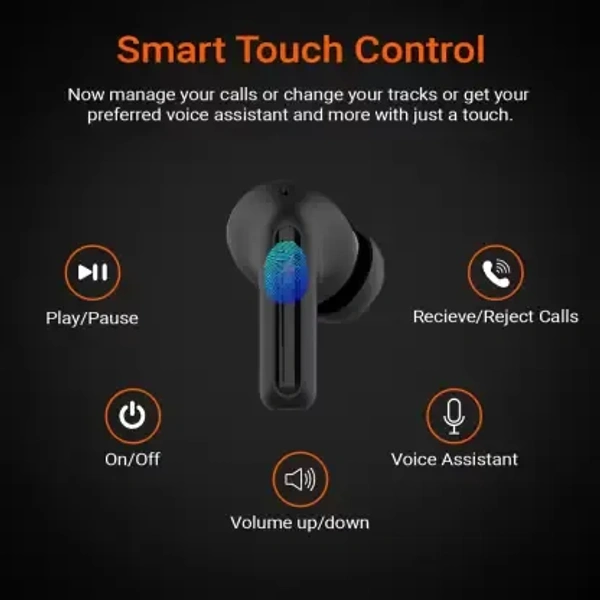 Fire-Boltt Fire Pods Ninja Pro 402 Earbuds TWS, Crisp Calling, Voice Assistant 10mm Driver Bluetooth Headset  (Black Red, True Wireless) - Black