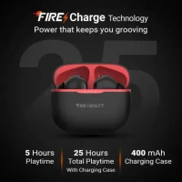 Fire-Boltt Fire Pods Ninja Pro 402 Earbuds TWS, Crisp Calling, Voice Assistant 10mm Driver Bluetooth Headset  (Black Red, True Wireless) - Black