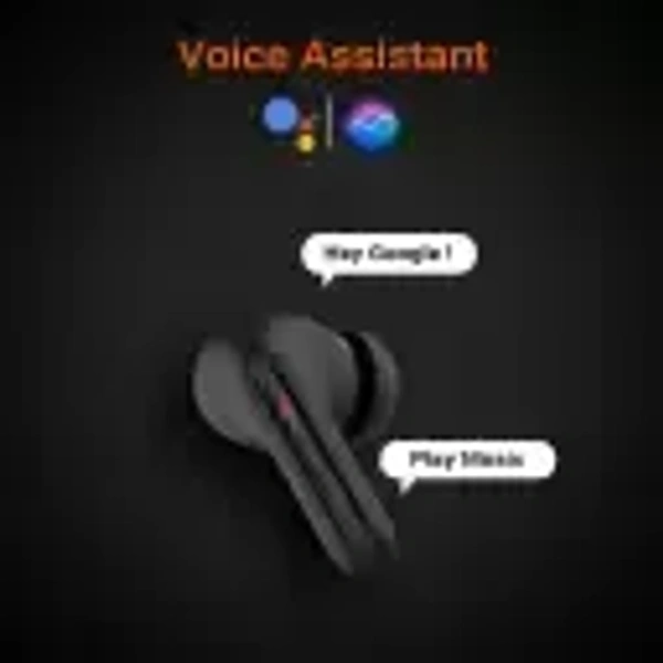 Fire-Boltt Fire Pods Ninja Pro 402 Earbuds TWS, Crisp Calling, Voice Assistant 10mm Driver Bluetooth Headset  (Black Red, True Wireless) - Black