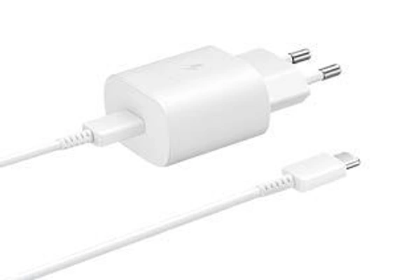 ‎Samsung Samsung Original 25W Single Port, Type-C Fast Charger, (Cable not Included), White/Black