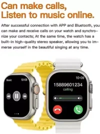T800 Ultra Gunjan Sales New T800 Ultra Smart Watch with Bluetooth Calling, wireless charging pad Smartwatch  (Orange Strap, Free Size) - California