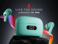 boAt Airdopes 121 PRO TWS Earbuds Signature Sound, Quad Mic ENx™, Low Latency Mode for Gaming, 50H Playtime, IWP™, IPX4, Battery Indicator Screen(Royal Blue) - Aquamarine