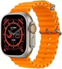 T800 Ultra Gunjan Sales New T800 Ultra Smart Watch with Bluetooth Calling, wireless charging pad Smartwatch  (Orange Strap, Free Size) - California