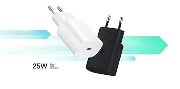 ‎Samsung Samsung Original 25W Single Port, Type-C Fast Charger, (Cable not Included), White/Black