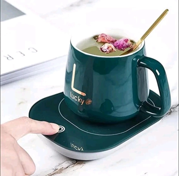 Lucky Coffee/Tea WarmingElectric Induction Top with Ceramic Coffee Mug. - Teal