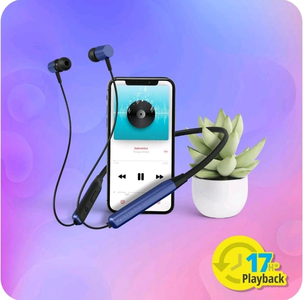 Zebronics  ZEBRONICS Zeb Evolve Wireless Bluetooth in Ear Neckband Earphone, Rapid Charge, Dual Pairing, Magnetic earpiece,Voice Assistant with Mic - Gray