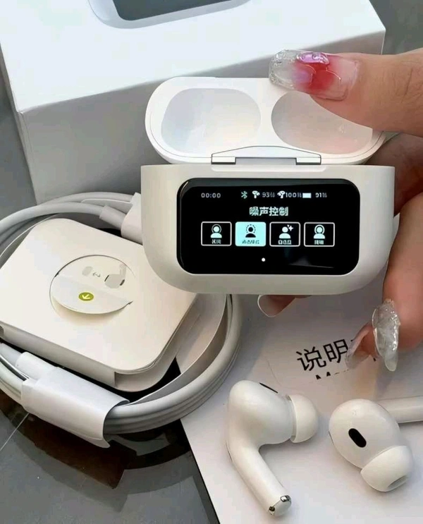 S.S Enterprise Display Earbuds Touchscreen with Advance feature ANC+ENC Bluetooth (White, True Wireless) - White