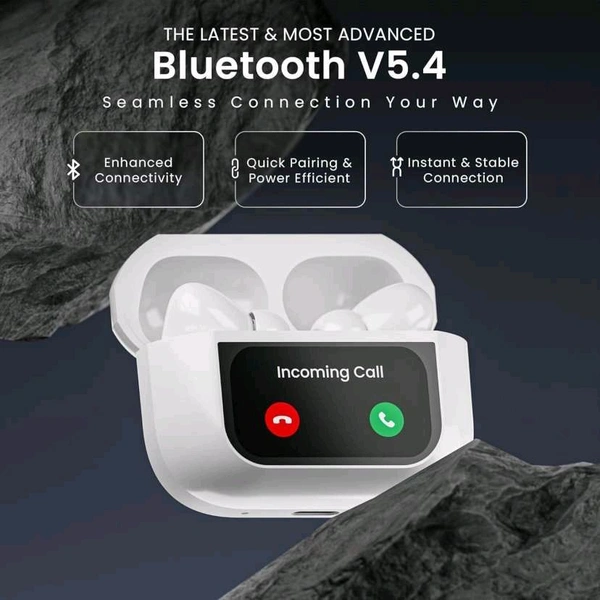 S.S Enterprise Display Earbuds Touchscreen with Advance feature ANC+ENC Bluetooth (White, True Wireless) - White