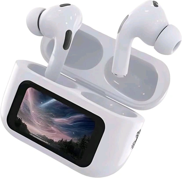 S.S Enterprise Display Earbuds Touchscreen with Advance feature ANC+ENC Bluetooth (White, True Wireless) - White