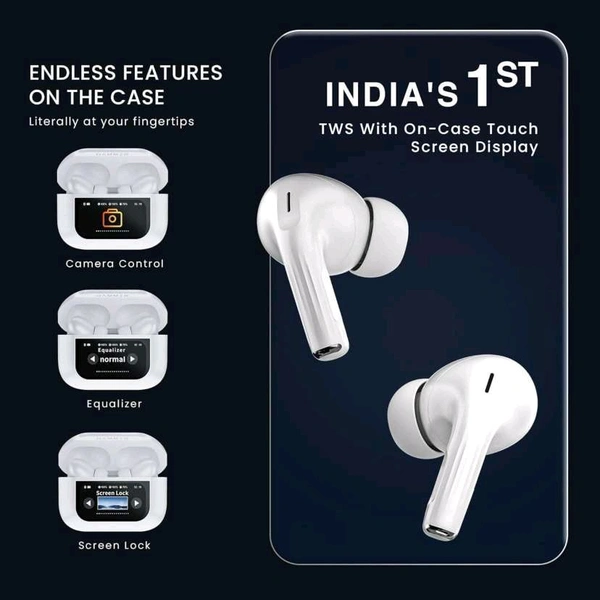 S.S Enterprise Display Earbuds Touchscreen with Advance feature ANC+ENC Bluetooth (White, True Wireless) - White