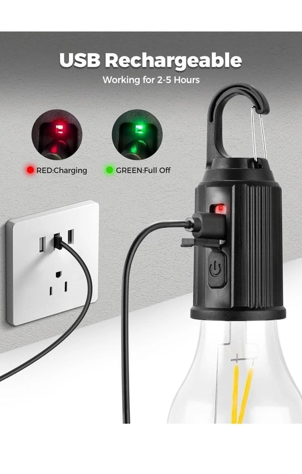 ‎Rendol Enterprise Rendol Enterprise Rechargeable Camping Lights, Waterproof LED Tent Lights with USB Cable, 3 Modes Hanging Camping Lantern, Hanging Lamp for Hiking, Emergency, Camping, Household, Car Repairing(1PCS) - Black