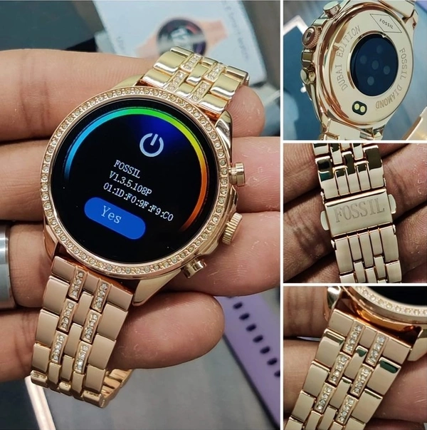 Generic Gen 8 Pro Rose Gold Daimond Edition Stainless Steel Women Bluetooth Calling Gift Smartwatch (One Strap, One Dimond Chain) - Turkish Rose