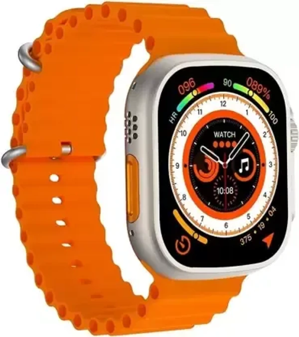 T800 Ultra Gunjan Sales New T800 Ultra Smart Watch with Bluetooth Calling, wireless charging pad Smartwatch  (Orange Strap, Free Size) - California