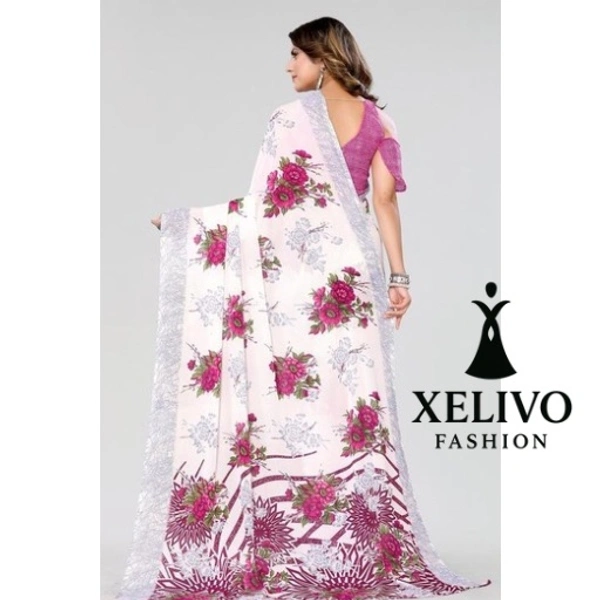 Women’s Trendy Printed Georgette Saree - White