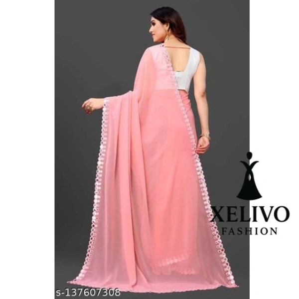 Xelivo Fashion  Work Saree  - Pink, Free Size