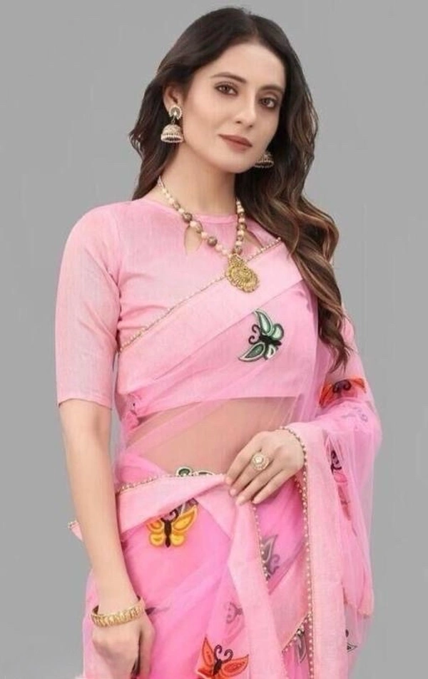 Saree - pink, Free Size