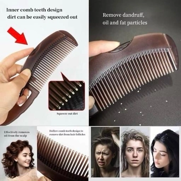 Dandruff Comb Energy Massage Comb - Scalp Massage & Hair Oil Applicator, Lice Remover & Scalp Massager Brush, Unisex Brown Plastic Hair Dressing Comb for Dandruff Remova