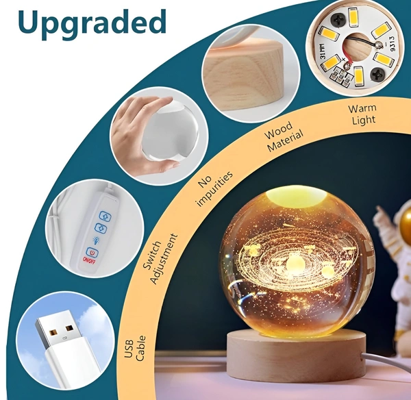 3D Solar System Crystal High Pressure Sodium Vapor Ball Night Light Dimmable Orange Galaxy Night Lights  ( COD Available )