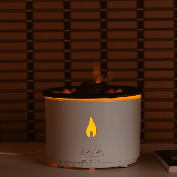 Volcano Flame Light Humidifier Essential Oil Diffuser ( Made In India)  ( COD Available ) - White, Big