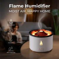 Volcano Flame Light Humidifier Essential Oil Diffuser ( Made In India)  ( COD Available ) - White, Big