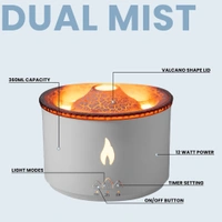 Volcano Flame Light Humidifier Essential Oil Diffuser ( Made In India)  ( COD Available ) - White, Big