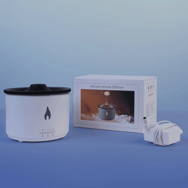 Volcano Flame Light Humidifier Essential Oil Diffuser ( Made In India)  ( COD Available ) - White, Big