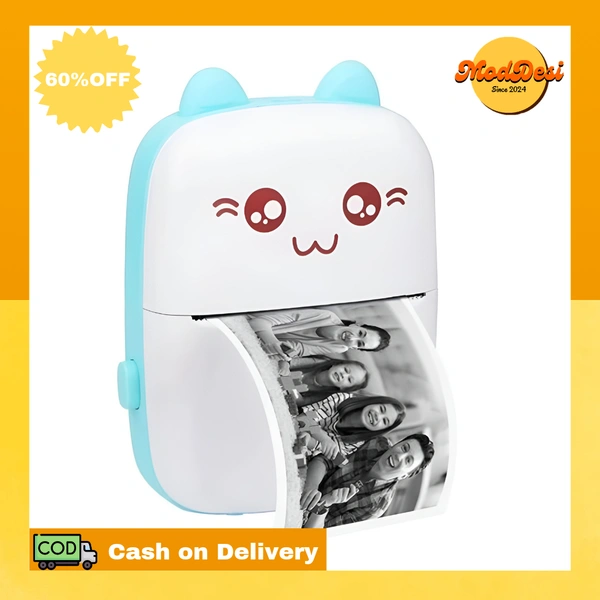 Mini Thermal Printer Gift Box (2Year Warranty) Inkless Bluetooth Pocket Printer with Poucqh, 13 Paper & Sticker Rolls. Compatible with iOS, Android (Pink)  ( COD Available )