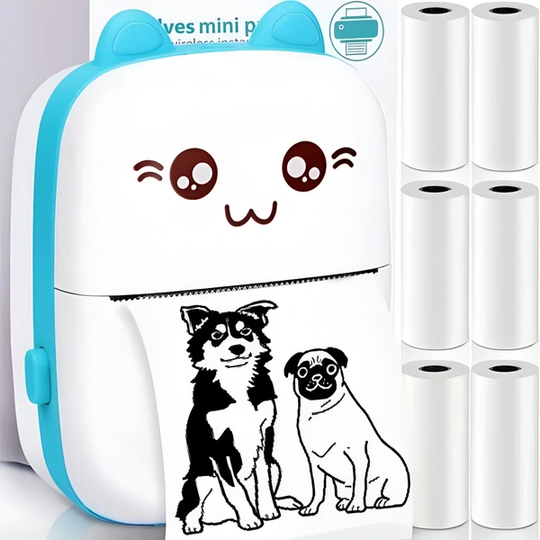 Mini Thermal Printer Gift Box (2Year Warranty) Inkless Bluetooth Pocket Printer with Poucqh, 13 Paper & Sticker Rolls. Compatible with iOS, Android (Pink)  ( COD Available )