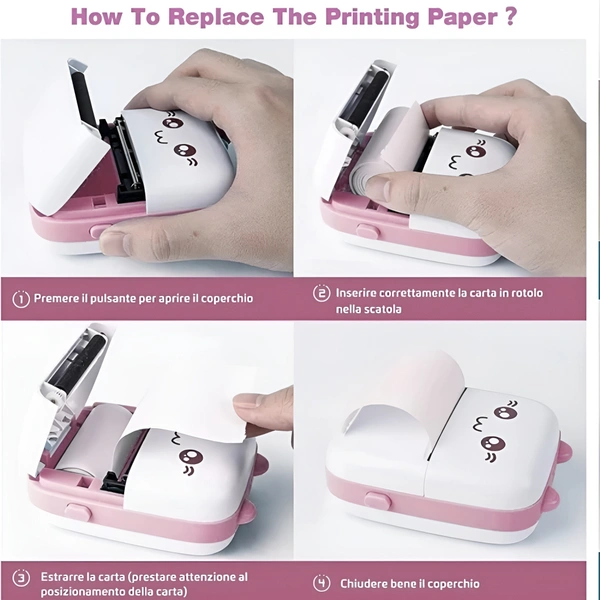 Mini Thermal Printer Gift Box (2Year Warranty) Inkless Bluetooth Pocket Printer with Poucqh, 13 Paper & Sticker Rolls. Compatible with iOS, Android (Pink)  ( COD Available )