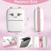 Mini Thermal Printer Gift Box (2Year Warranty) Inkless Bluetooth Pocket Printer with Poucqh, 13 Paper & Sticker Rolls. Compatible with iOS, Android (Pink)  ( COD Available )