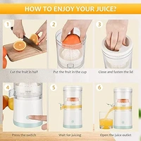 Electric Juicer, Portable Rechargeable Juicer, USB Charge Juicer For Fruits Like Masticating,Orange Juicer Lemon Squeezer for Orange, Lemon, Grapefruit  ( COD Available ) - White