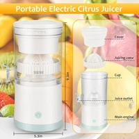 Electric Juicer, Portable Rechargeable Juicer, USB Charge Juicer For Fruits Like Masticating,Orange Juicer Lemon Squeezer for Orange, Lemon, Grapefruit  ( COD Available ) - White