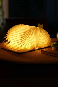 Wooden Book Light, 3 Colors Folding Book Lamp White Light/Yellow Light/Warm Yellow Light Colors LED Book Light for Home Decor Made In India  ( COD Available ) - White