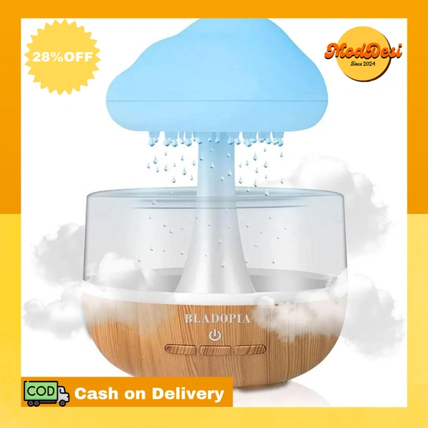 Raining Cloud Humidifier With Multiple Moods And Essential Oil Diffuser for Home Office (Rain Cloud)  ( COD Available ) - White
