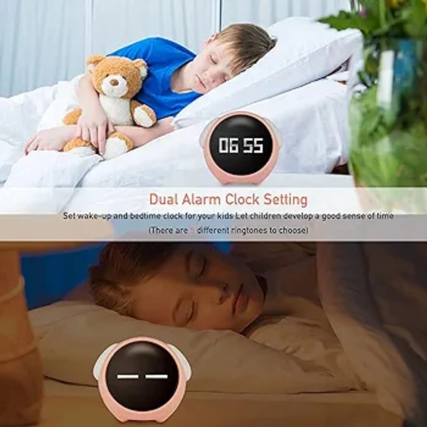 Cute Alarm Clock with Dual Alarm & Adjustable Brightness, Snooze Function & Temperature  ( COD Available ) - White