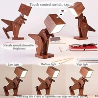 Wooden Rechargeable Unique Dinosaur Table Lamp Adjustable Body Dimmable Touch Switch Warm White Light (Walnut Wood)  ( COD Available ) - Brown